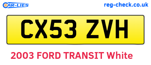 CX53ZVH are the vehicle registration plates.