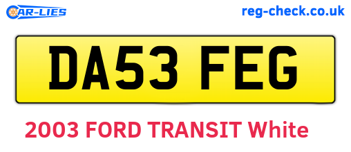 DA53FEG are the vehicle registration plates.