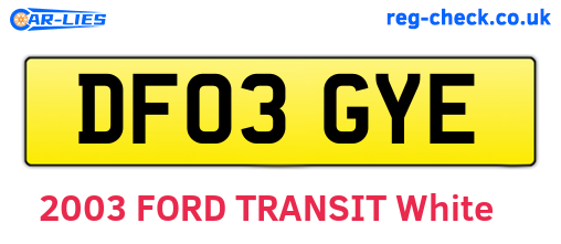 DF03GYE are the vehicle registration plates.