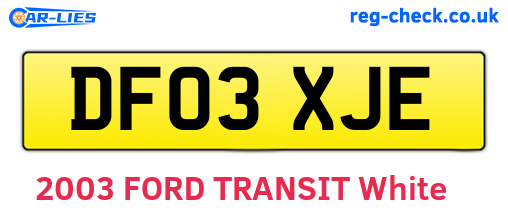 DF03XJE are the vehicle registration plates.