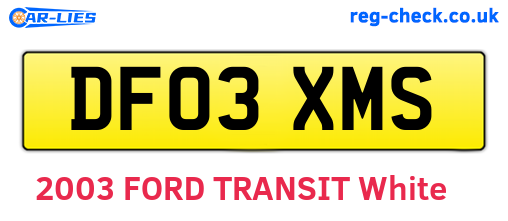 DF03XMS are the vehicle registration plates.