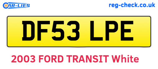 DF53LPE are the vehicle registration plates.