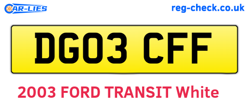 DG03CFF are the vehicle registration plates.