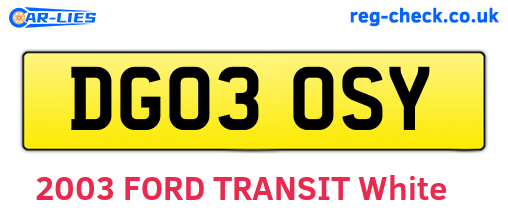 DG03OSY are the vehicle registration plates.