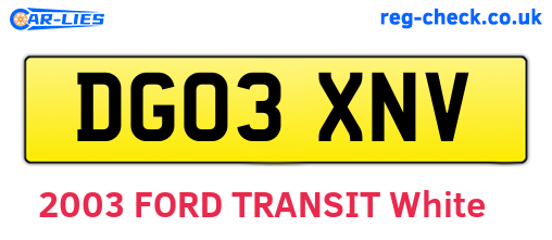 DG03XNV are the vehicle registration plates.