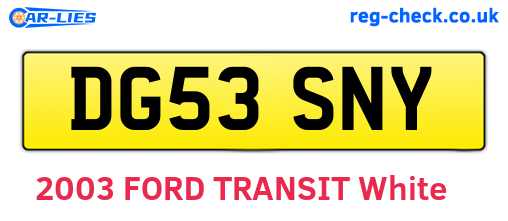 DG53SNY are the vehicle registration plates.