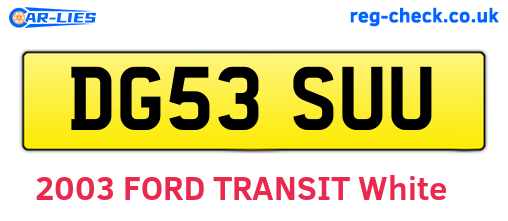 DG53SUU are the vehicle registration plates.