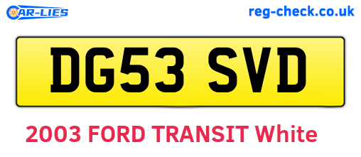 DG53SVD are the vehicle registration plates.