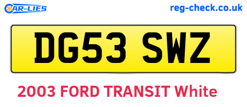 DG53SWZ are the vehicle registration plates.