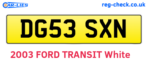 DG53SXN are the vehicle registration plates.