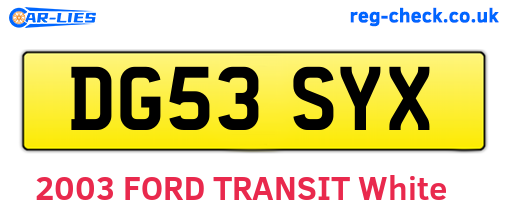 DG53SYX are the vehicle registration plates.