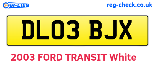 DL03BJX are the vehicle registration plates.