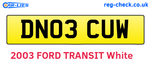 DN03CUW are the vehicle registration plates.