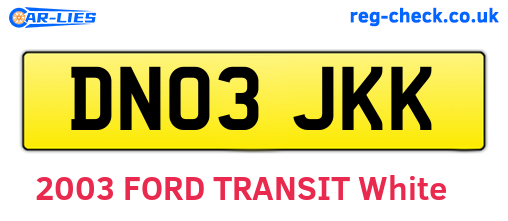 DN03JKK are the vehicle registration plates.