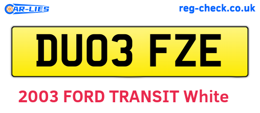 DU03FZE are the vehicle registration plates.
