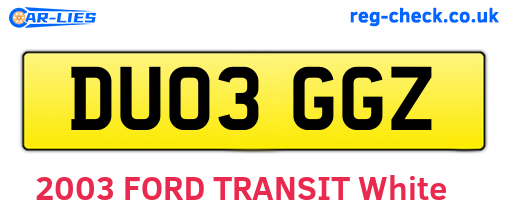 DU03GGZ are the vehicle registration plates.