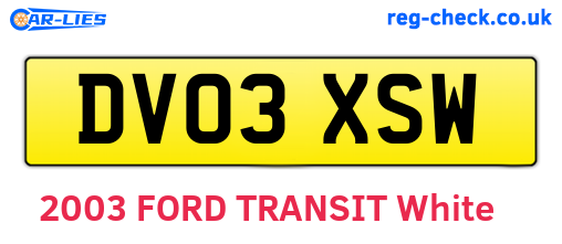 DV03XSW are the vehicle registration plates.