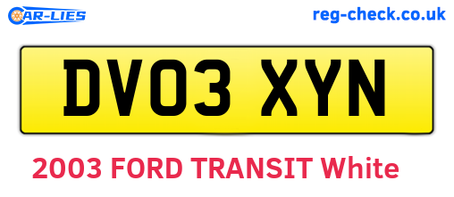 DV03XYN are the vehicle registration plates.