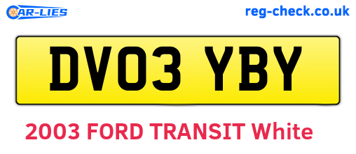 DV03YBY are the vehicle registration plates.