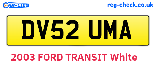 DV52UMA are the vehicle registration plates.