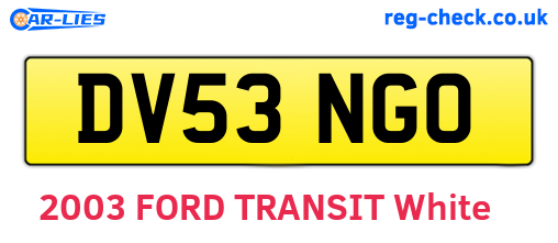 DV53NGO are the vehicle registration plates.