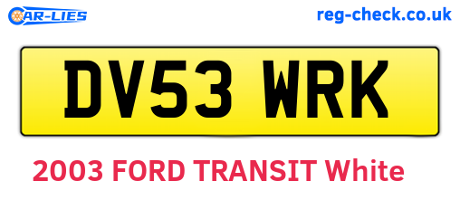 DV53WRK are the vehicle registration plates.