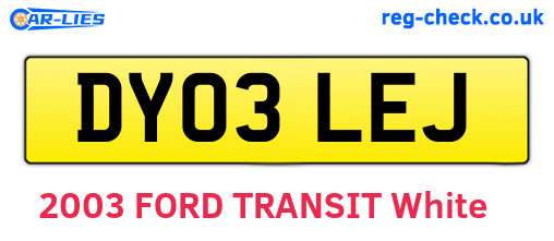 DY03LEJ are the vehicle registration plates.