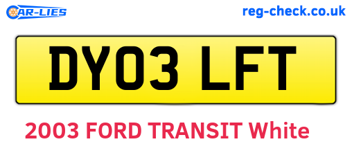 DY03LFT are the vehicle registration plates.