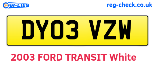 DY03VZW are the vehicle registration plates.