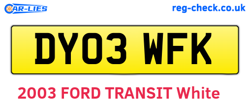 DY03WFK are the vehicle registration plates.