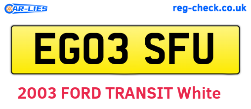 EG03SFU are the vehicle registration plates.