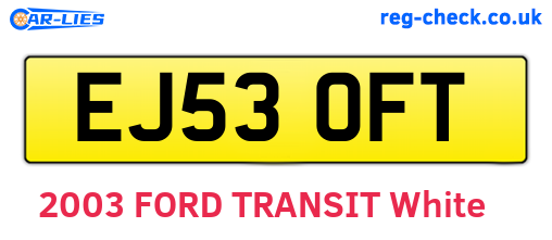 EJ53OFT are the vehicle registration plates.