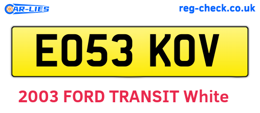 EO53KOV are the vehicle registration plates.