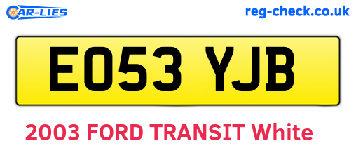 EO53YJB are the vehicle registration plates.