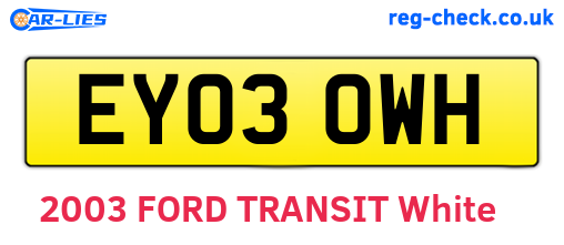 EY03OWH are the vehicle registration plates.