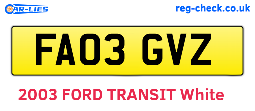FA03GVZ are the vehicle registration plates.