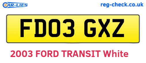 FD03GXZ are the vehicle registration plates.
