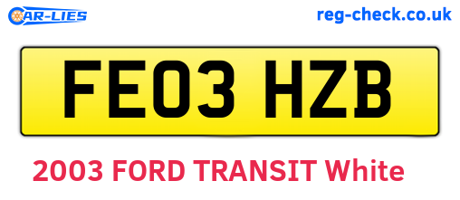 FE03HZB are the vehicle registration plates.