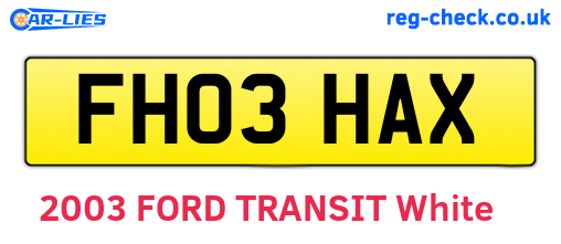 FH03HAX are the vehicle registration plates.
