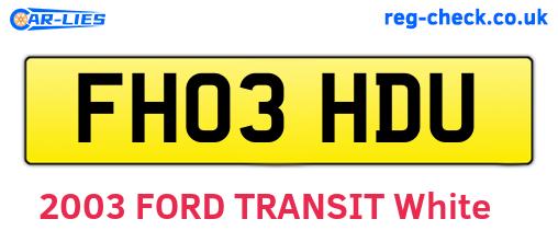 FH03HDU are the vehicle registration plates.