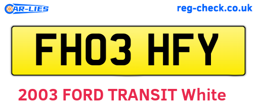 FH03HFY are the vehicle registration plates.