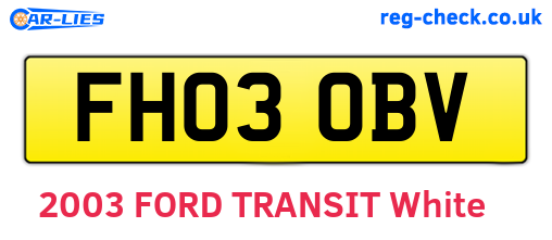 FH03OBV are the vehicle registration plates.