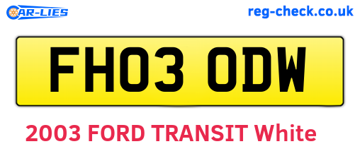 FH03ODW are the vehicle registration plates.
