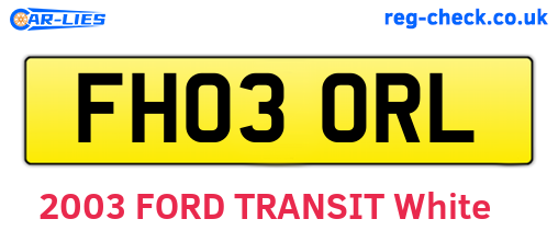 FH03ORL are the vehicle registration plates.