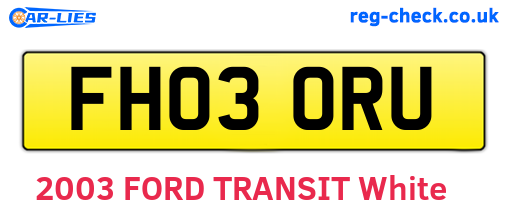 FH03ORU are the vehicle registration plates.