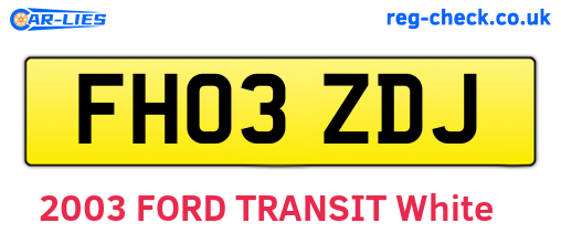 FH03ZDJ are the vehicle registration plates.