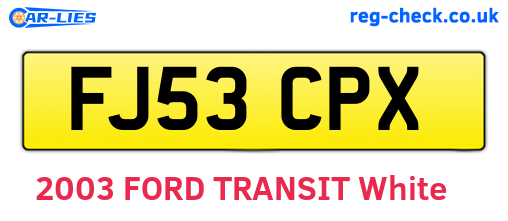 FJ53CPX are the vehicle registration plates.