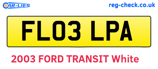 FL03LPA are the vehicle registration plates.
