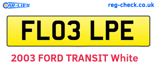 FL03LPE are the vehicle registration plates.