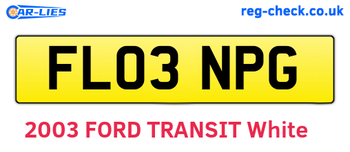 FL03NPG are the vehicle registration plates.